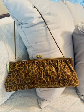 VIntage Leopard Frame Clutch with Gold Hardware